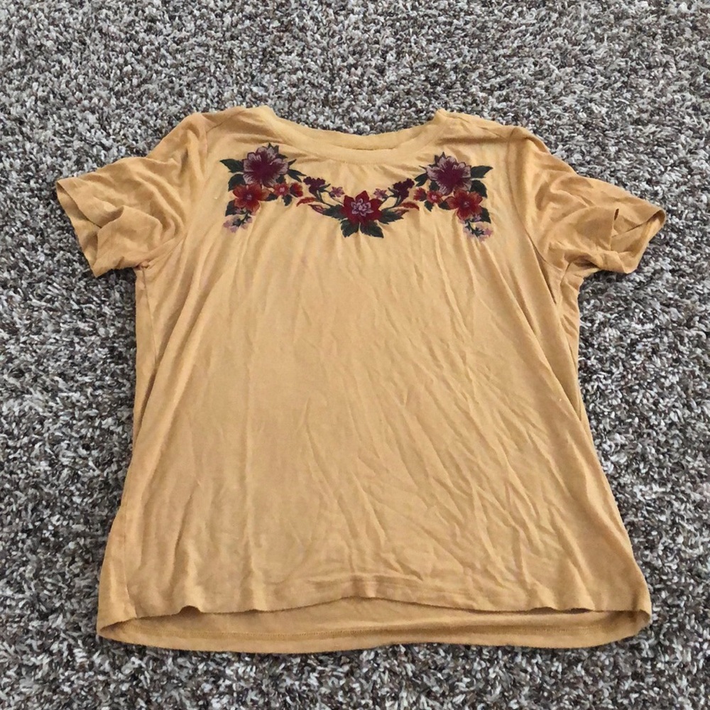 yellow w/ floral pattern t-shirt